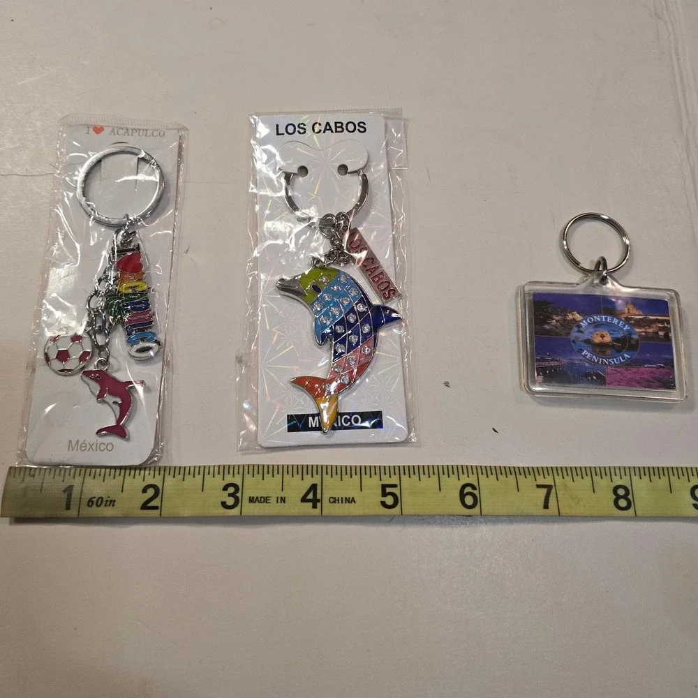 3pc Souvenir‎ Keychain Lot Acapulco Los Cabos Dolphin Monterey Peninsula Travel